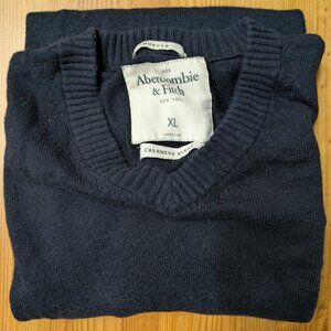 Abercrombie & Fitch Sweater XL Blue Navy Cashmere V-Neck New Y2K